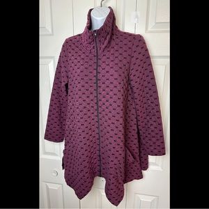 HABITAT Clothes To Live In Cranberry Jacket Coat Textured Asymmetric Burgundy